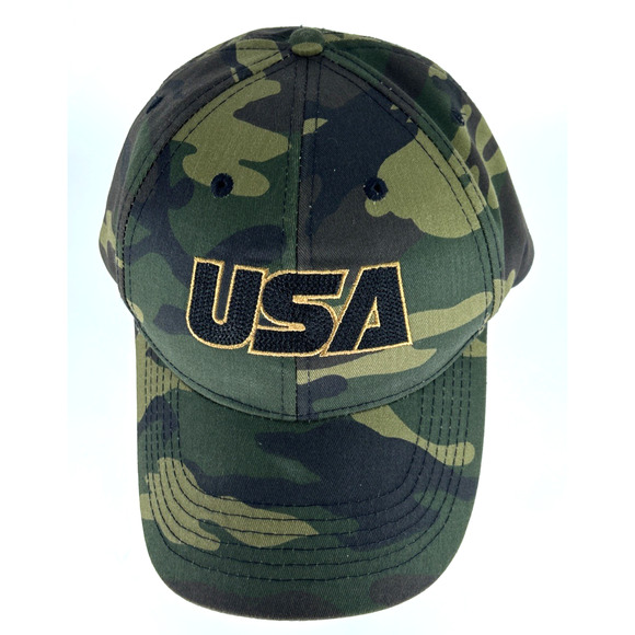 USA Green Camouflage Ball Cap Hat Adult Adjustable Back Strap Fits Most - Picture 3 of 13